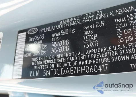 2023 Hyundai Santa Cruz Sel from USA, damaged, VIN 5NTJCDAE7PH060417